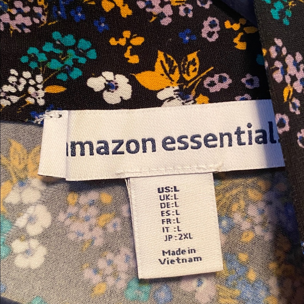 Amazon Essentials Black Floral Sleeveless Twist Neck Faux Wrap Dress…size L - Picture 4 of 6